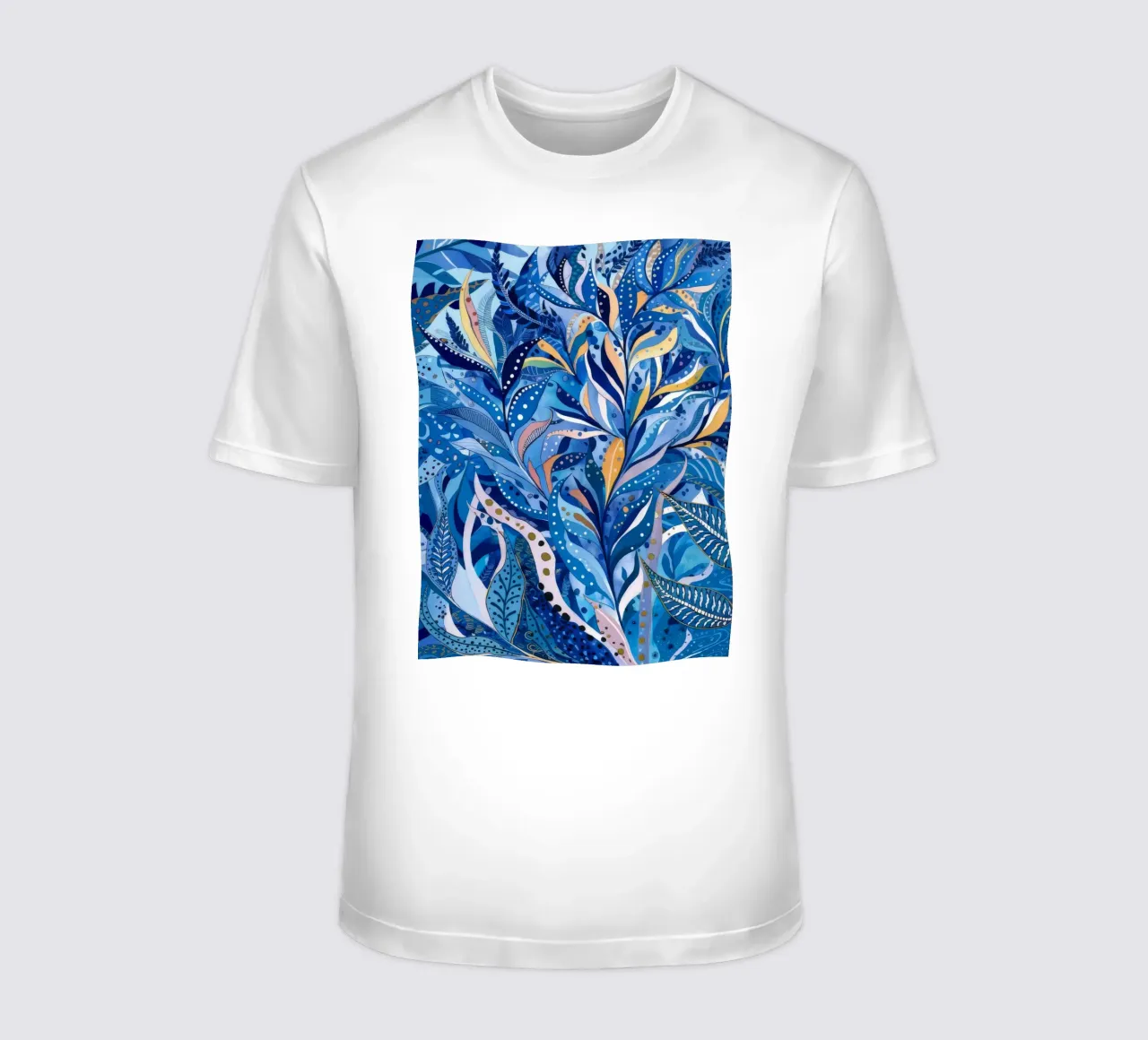Labirinto di foglie azzurre t-shirt da Vivid Reverie