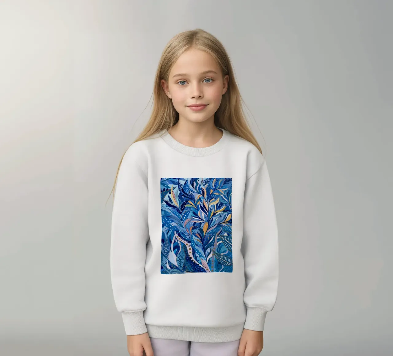 Labirinto di foglie azzurre felpa bambino da Vivid Reverie