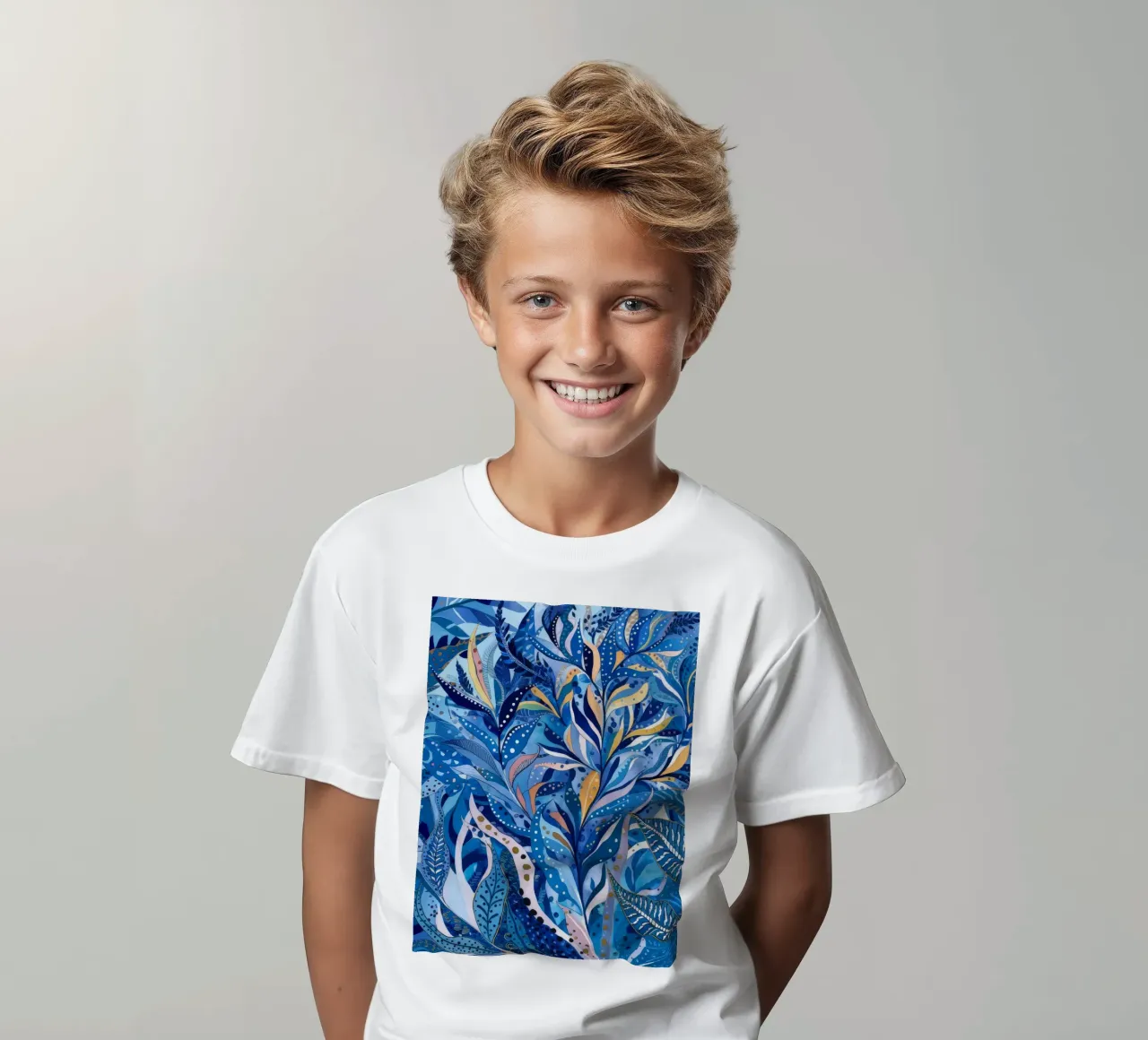 Azure Leaf Labyrinth kids t-shirt by Vivid Reverie