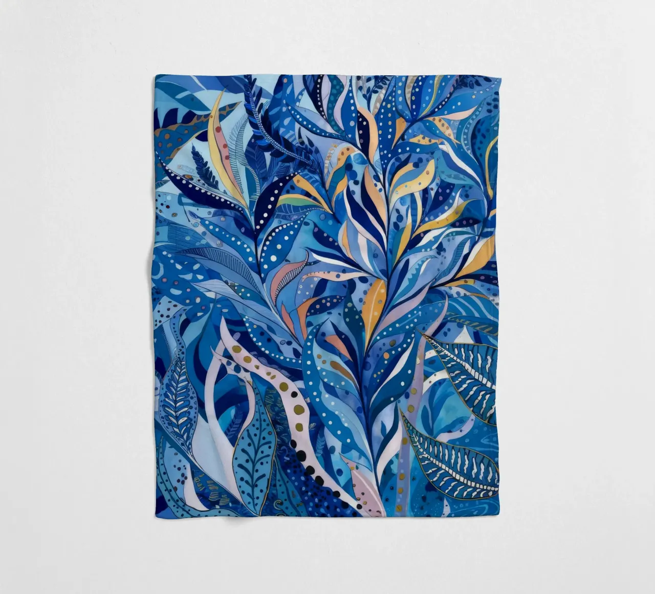Labirinto di foglie azzurre coperta in pile da Vivid Reverie