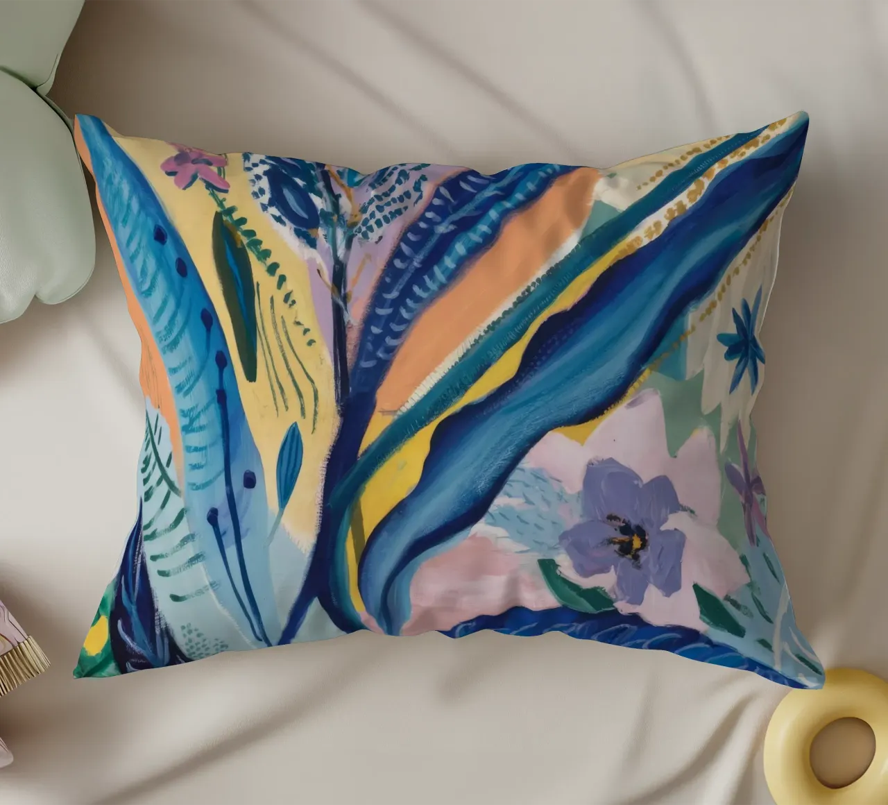 Pastel Jungle Dream decorative cushion by Vivid Reverie