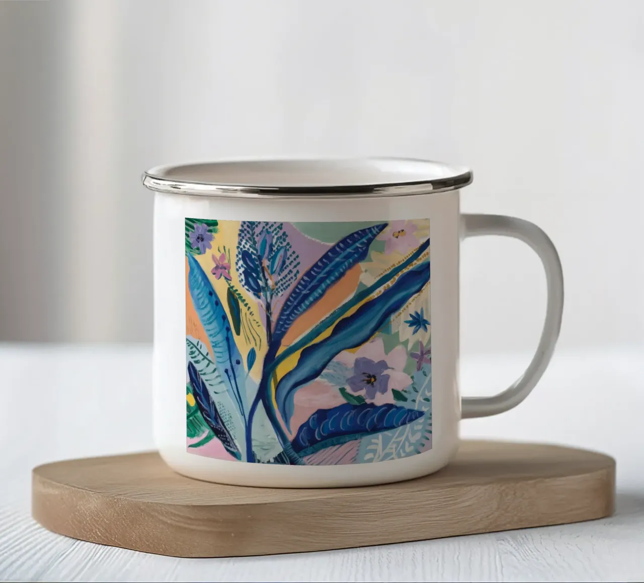 Sogno di giungla pastello tazza in smalto da Vivid Reverie