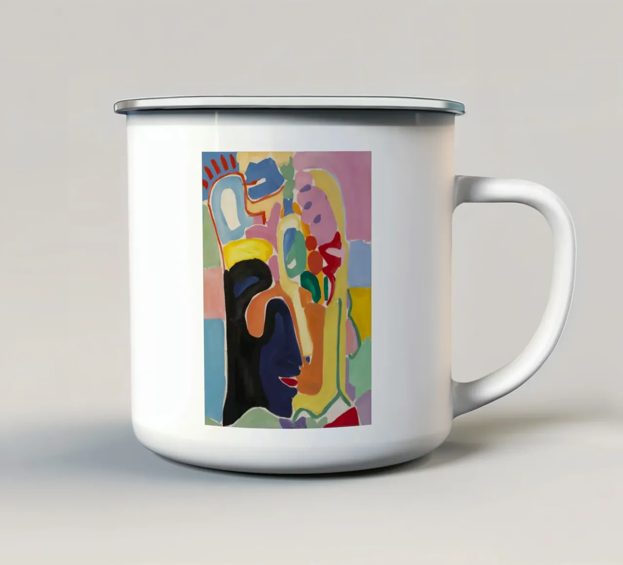 Visage chromatique cubiste mug en émail de Vivid Reverie