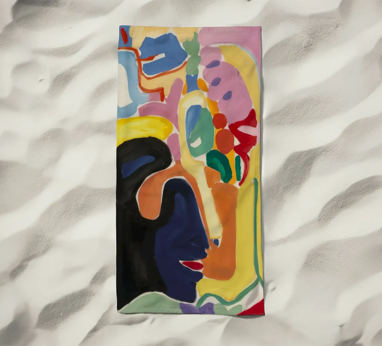 Cubist Chroma Visage beach towel by Vivid Reverie