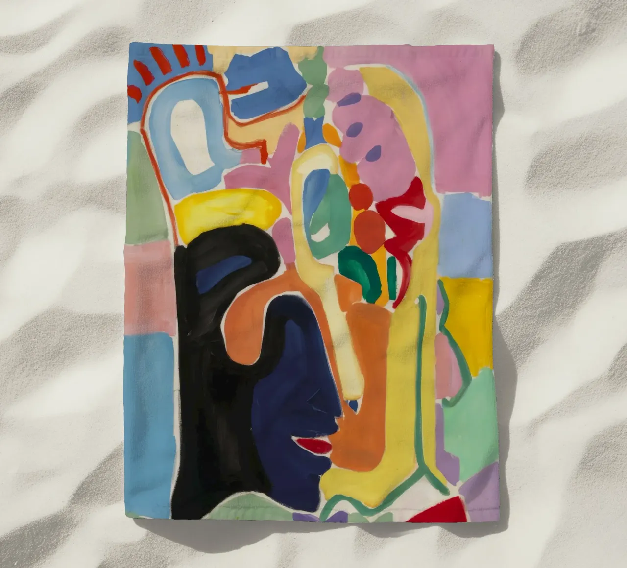 Cubist Chroma Visage beach towel by Vivid Reverie
