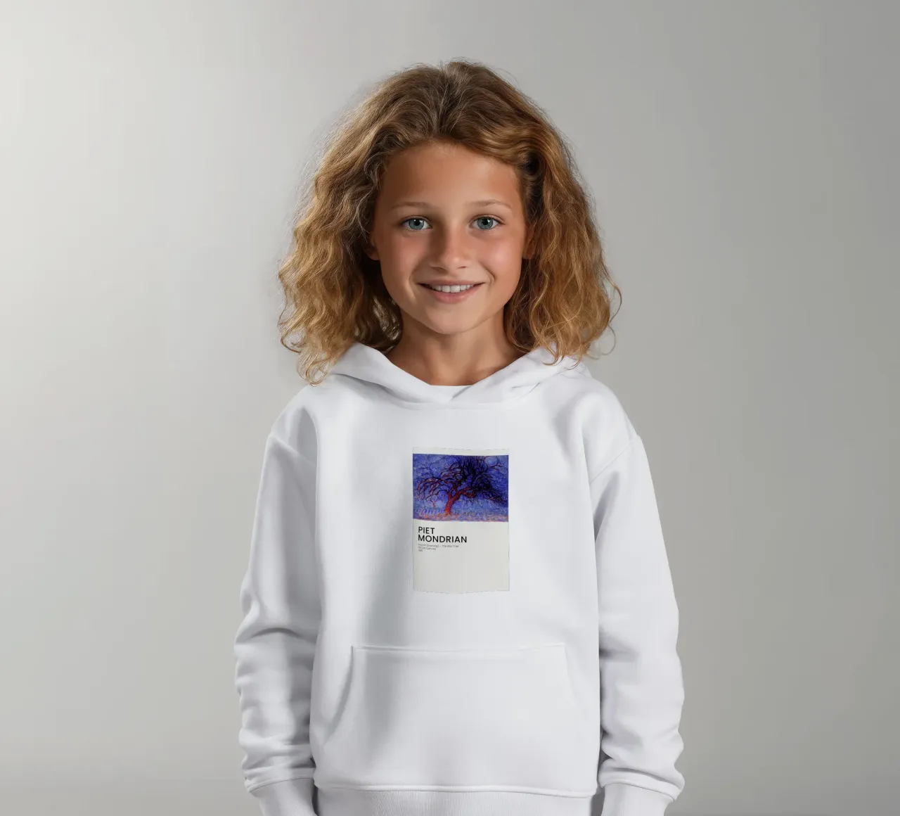 Mondrian - Avond - The Red Tree felpa bambino con cappuccio da Vintage by JUNIQE