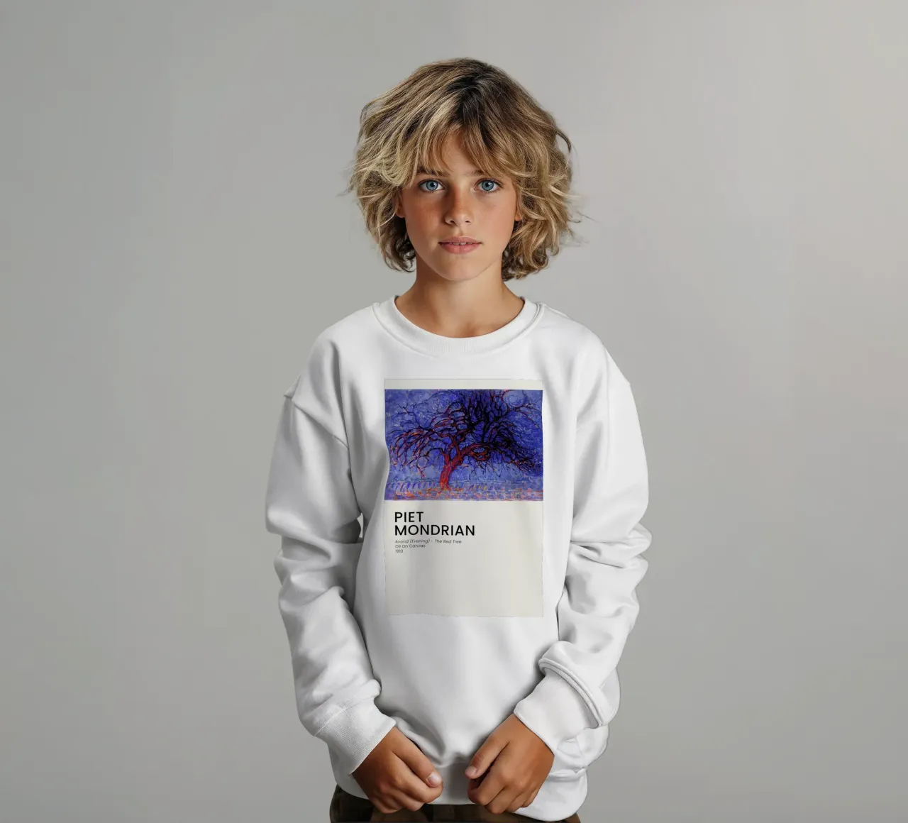 Mondrian - Avond - The Red Tree felpa bambino da Vintage by JUNIQE