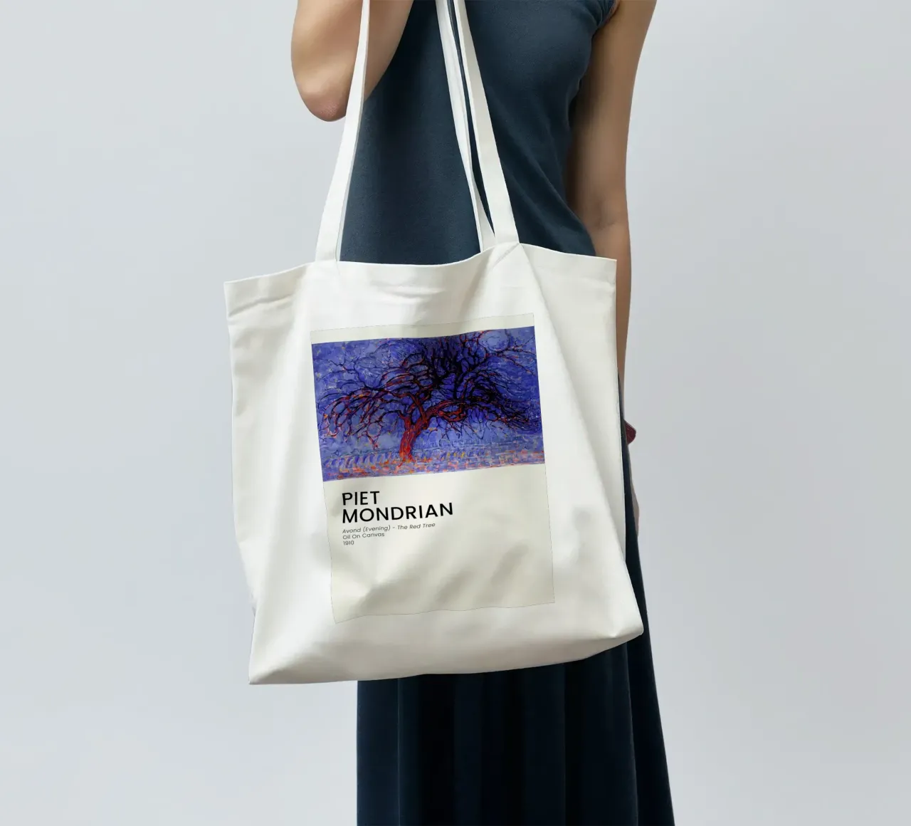 Mondrian - Avond - The Red Tree borsa in juta da Vintage by JUNIQE