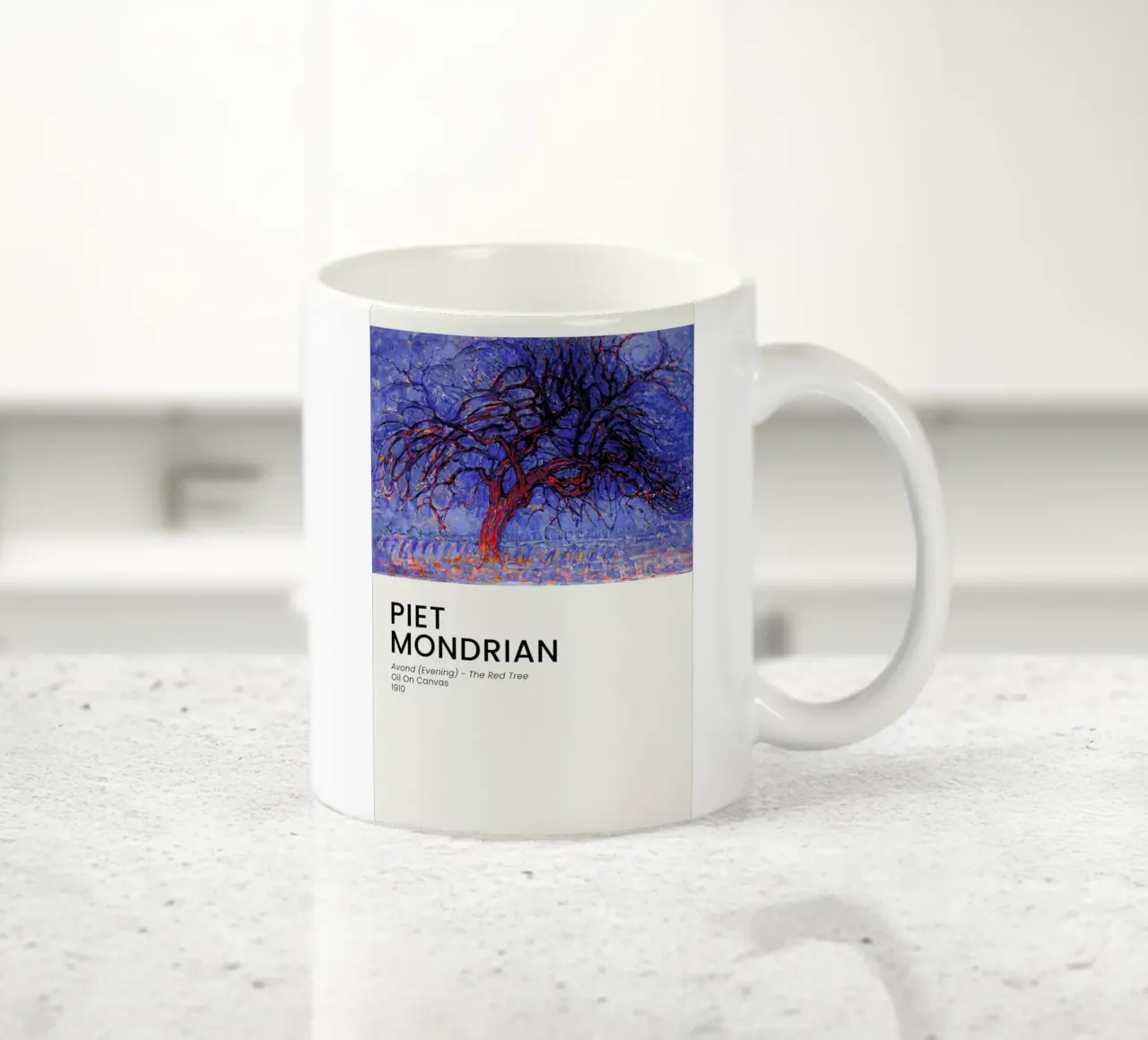 Mondrian - Avond - The Red Tree tazza in ceramica da Vintage by JUNIQE