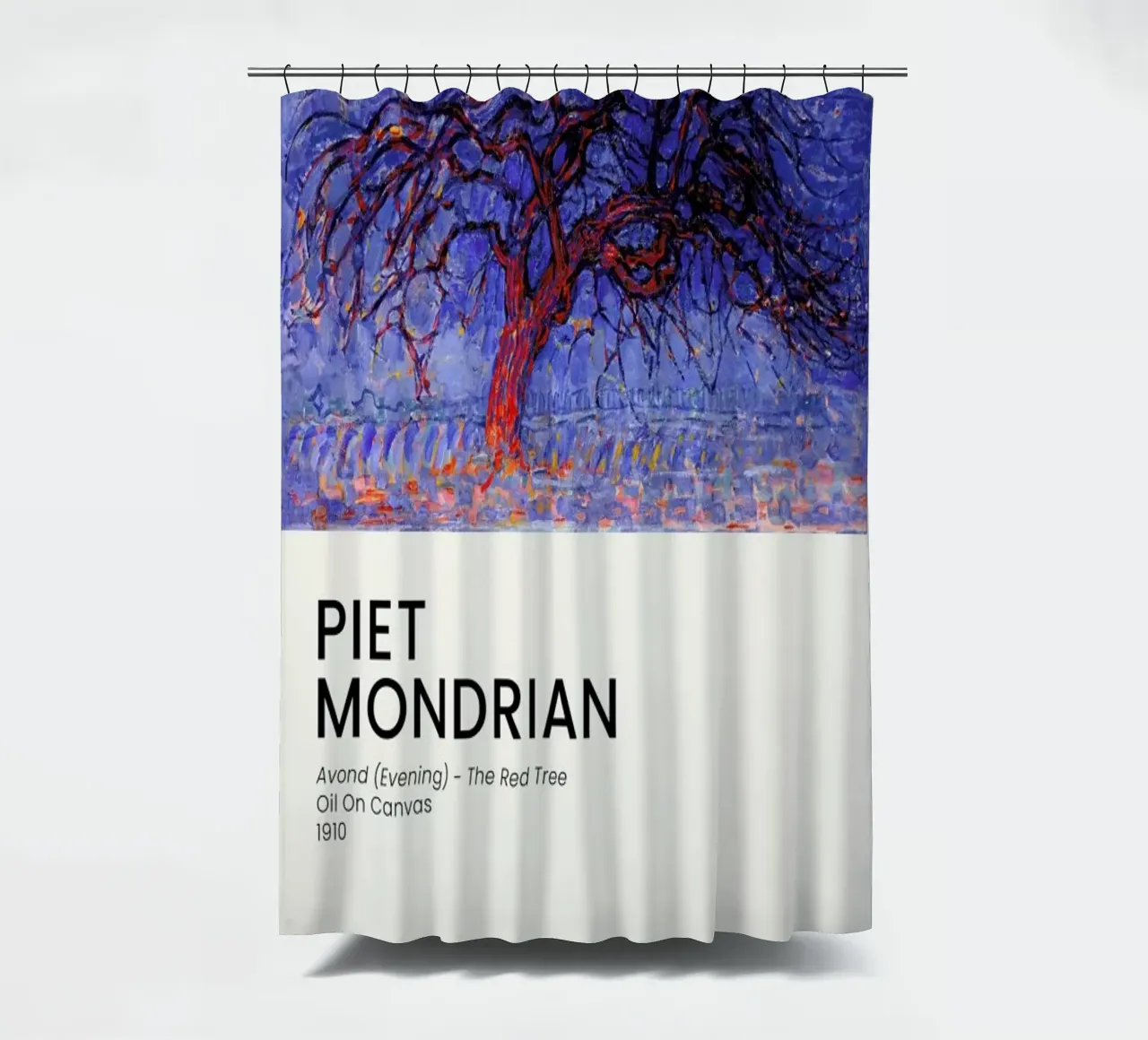 Mondrian - Avond - The Red Tree tenda da doccia da Vintage by JUNIQE