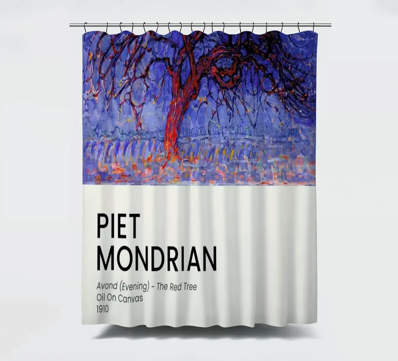 Mondrian - Avond - The Red Tree tenda da doccia da Vintage by JUNIQE