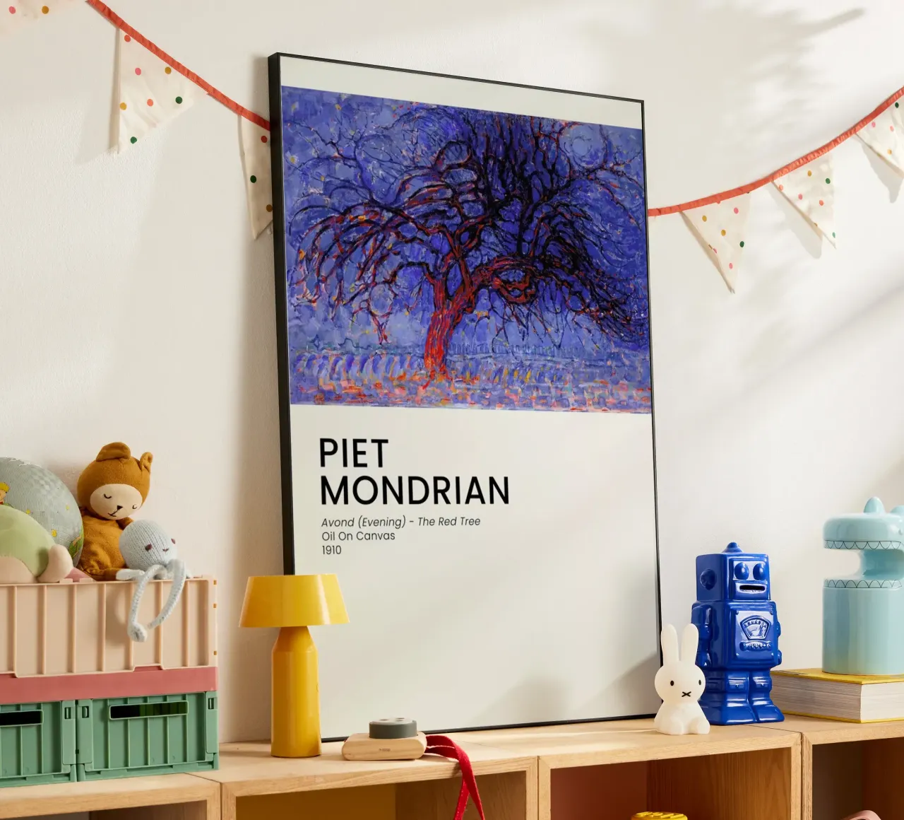 Mondrian - Avond - The Red Tree alluminio dibond da Vintage by JUNIQE