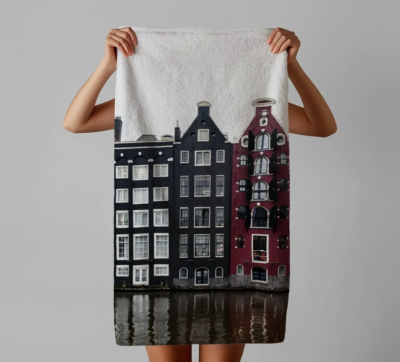Amsterdam canal houses towel by photolovers
