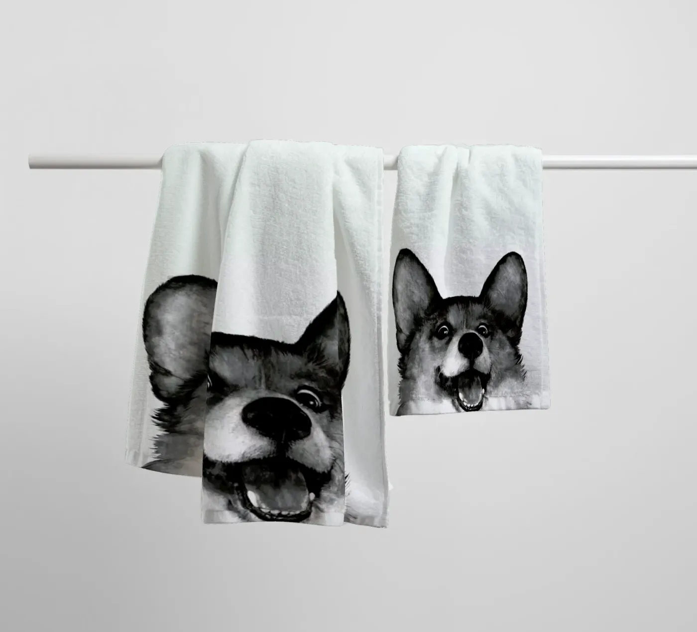 Corgi towel by Laura Graves