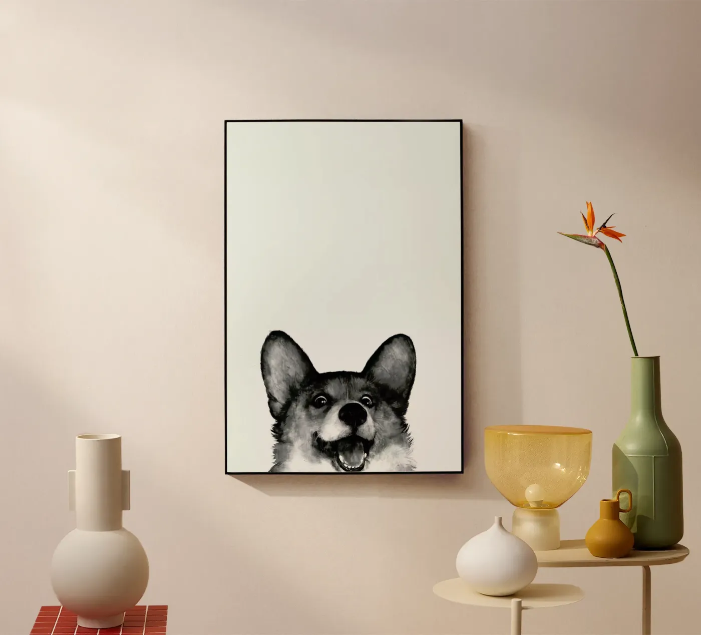 Corgi plexiglas de Laura Graves
