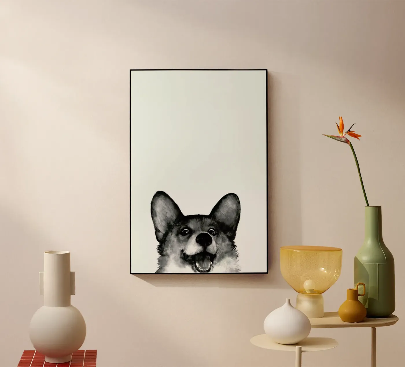 Corgi acryl van Laura Graves