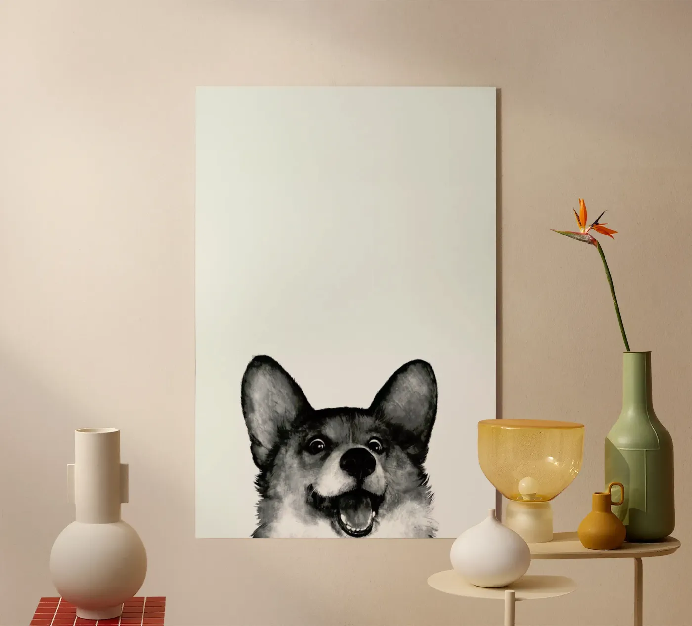 Corgi plexiglas de Laura Graves