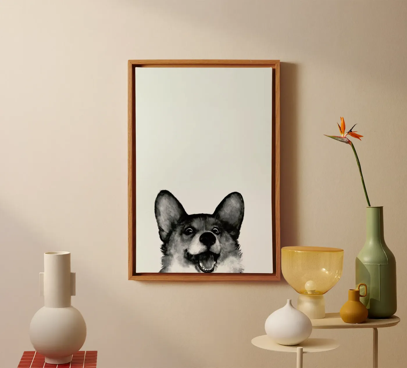 Corgi canvas by Laura Graves