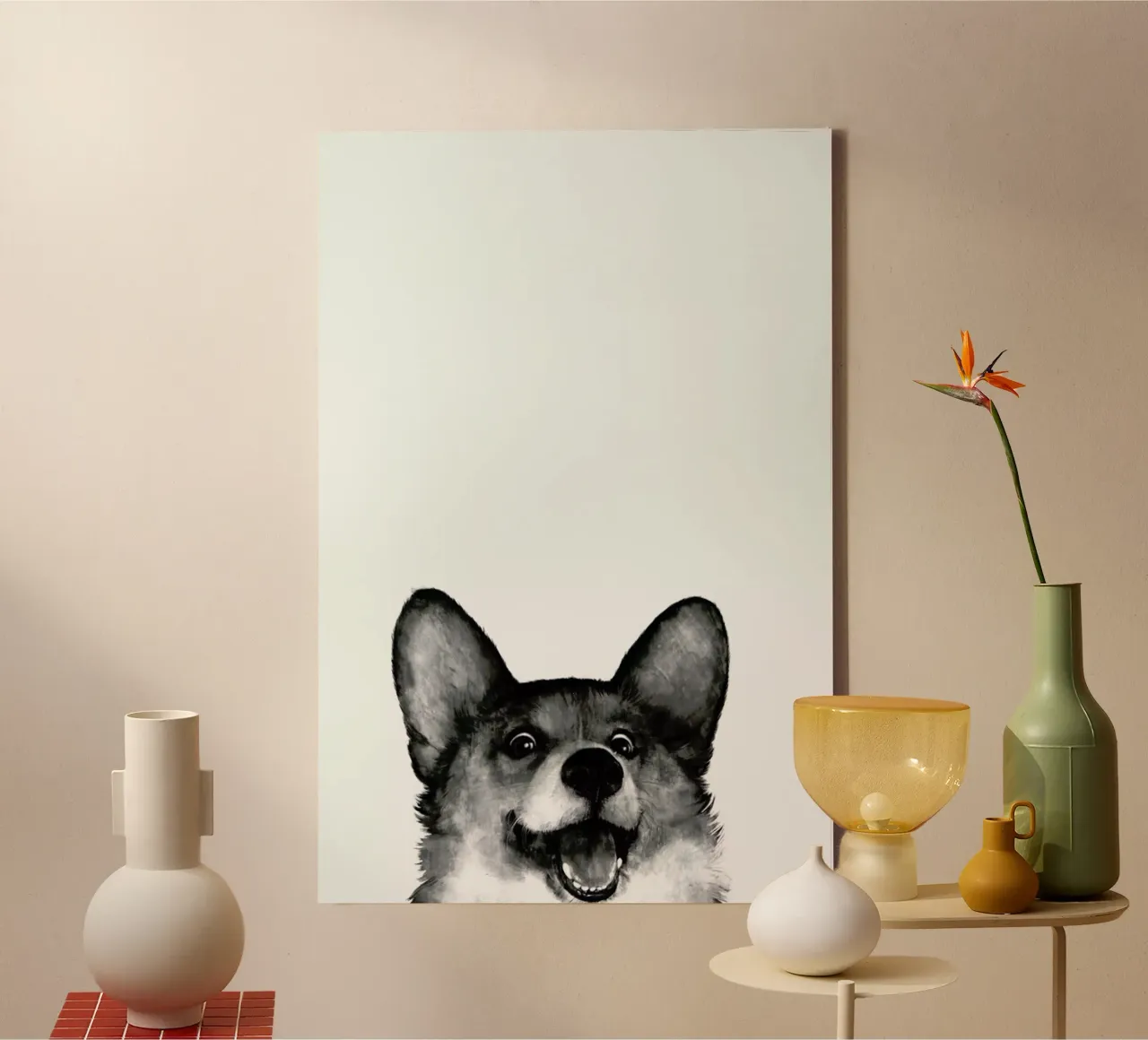Corgi canvas by Laura Graves