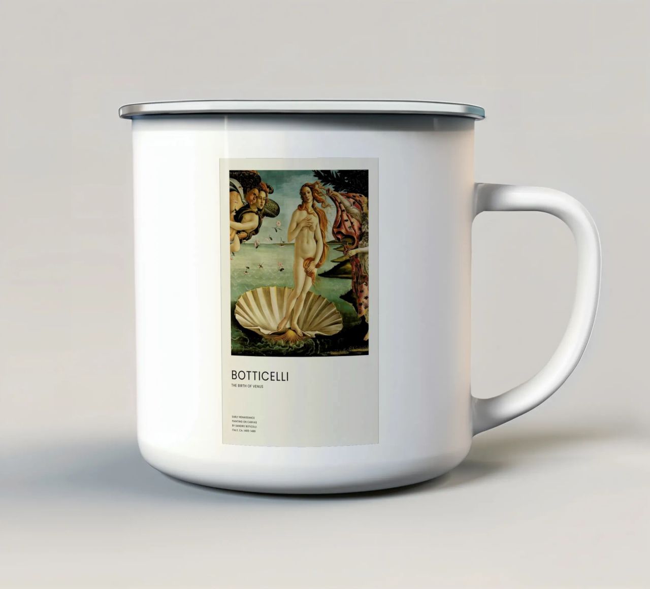 Botticelli - The Birth of Venus Portrait tazza in smalto da Vintage by JUNIQE