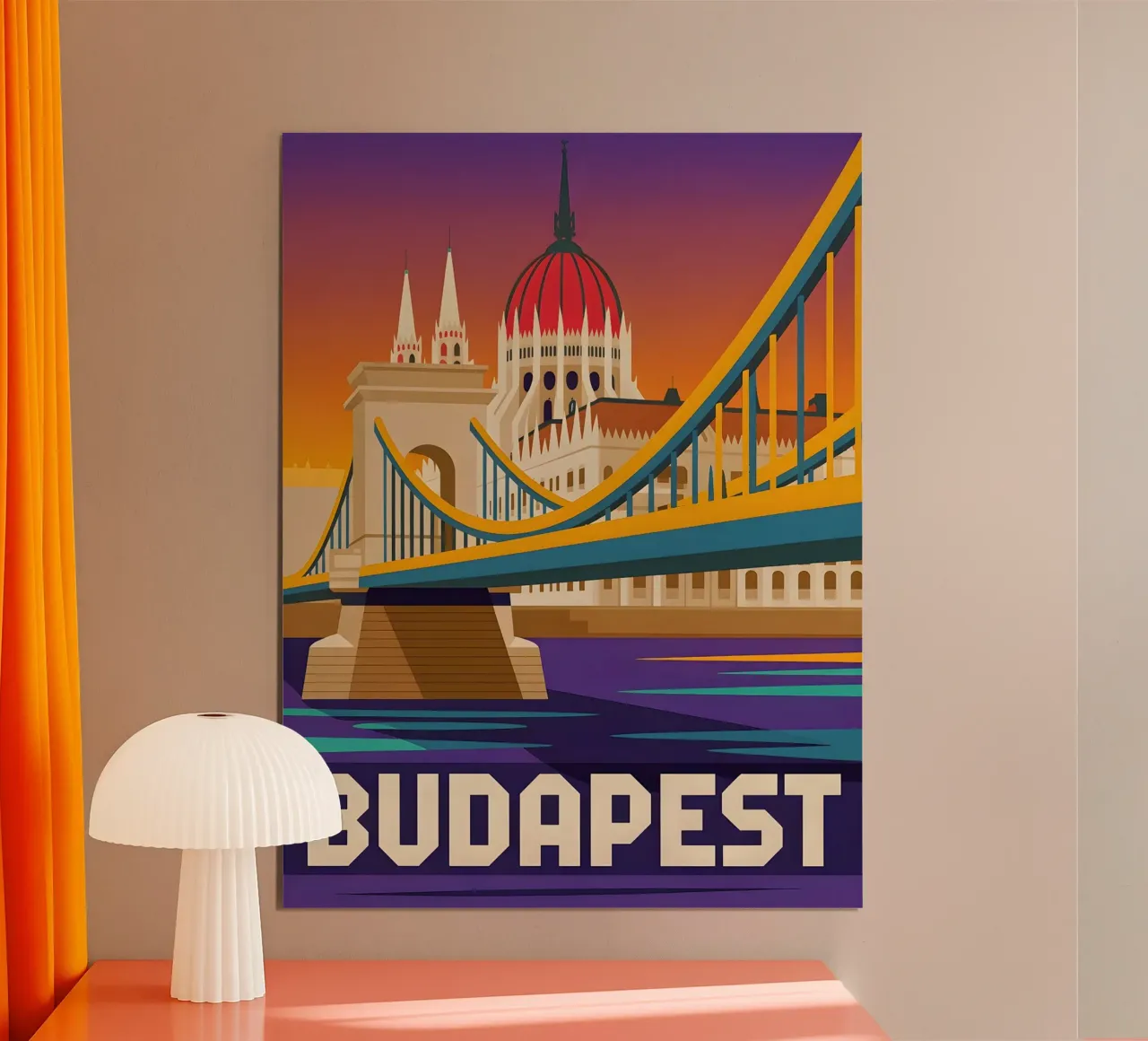 Poster di viaggio retrò di Budapest poster con telaio in alluminio da Vintage Travel Art
