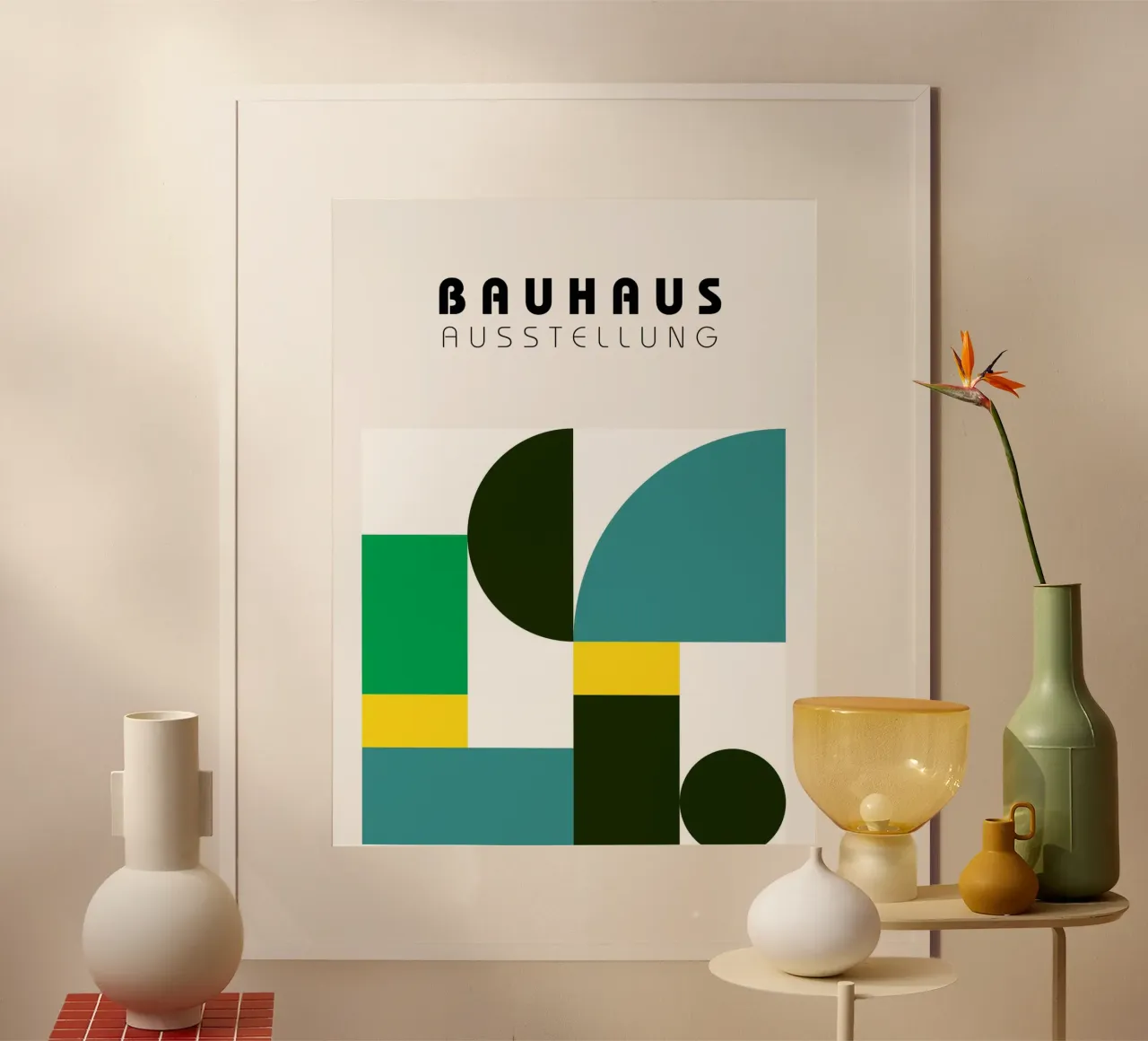 Mostra Bauhaus - Poster geometrico a colori moderno poster con telaio in plastica da Casa Calm