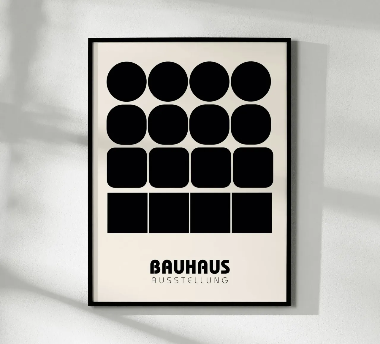 Bauhaus vormen - Minimalistische poster in zwart poster met kunststof frame van Casa Calm