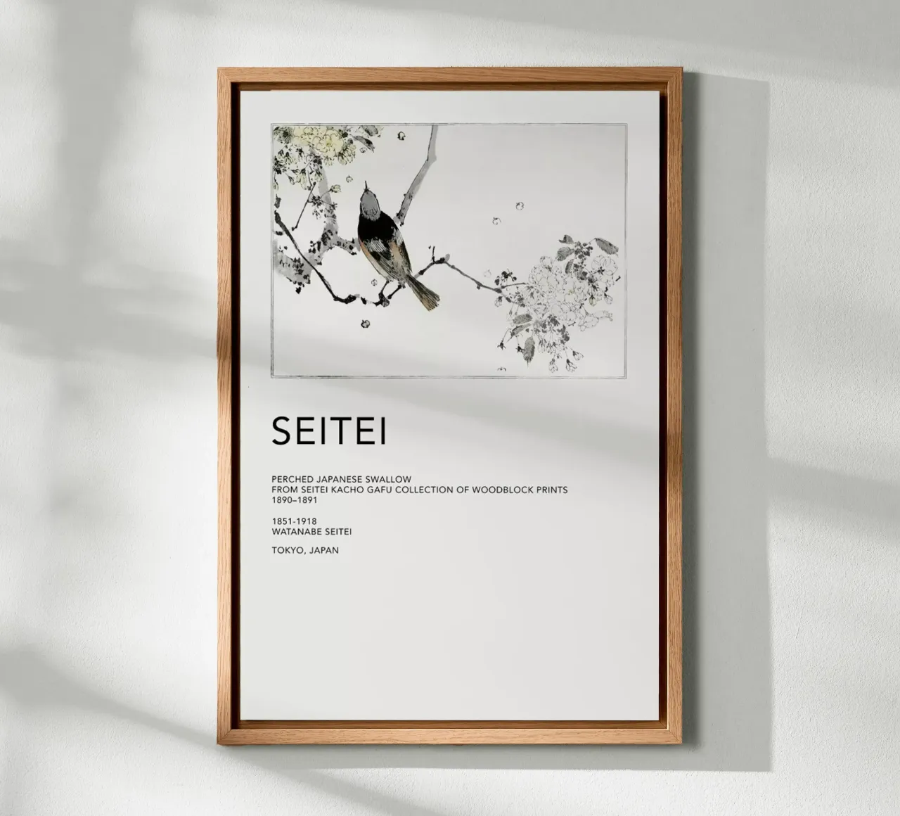 Seitei - Perched Japanese Swallow tela con Cornice a cassetta da Vintage by JUNIQE