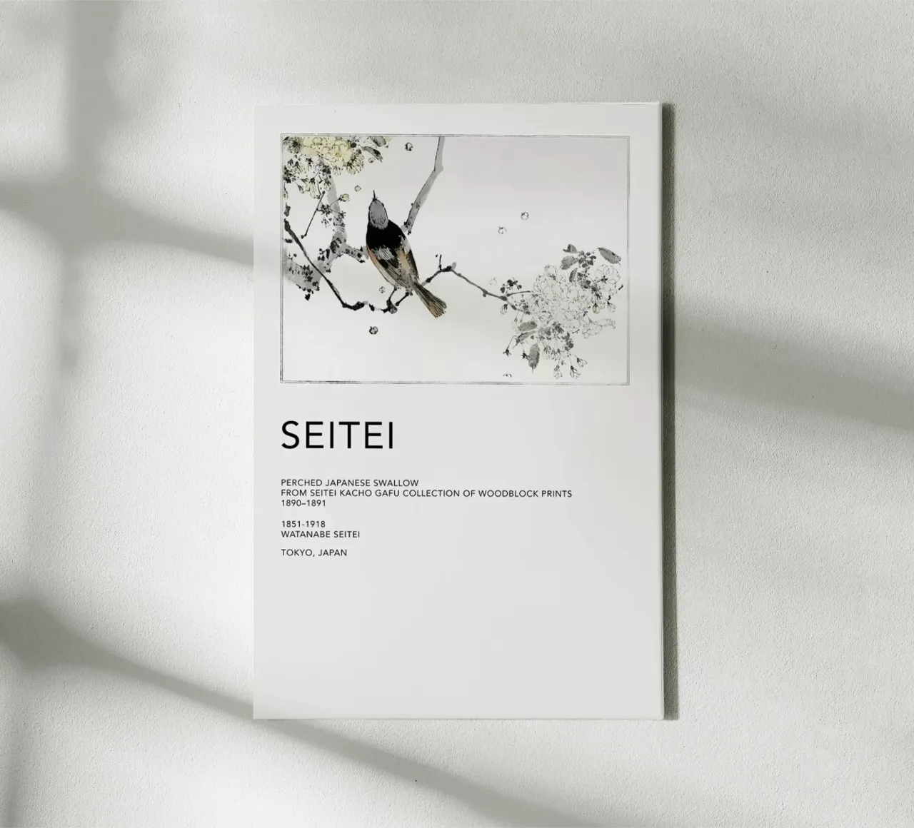 Seitei - Perched Japanese Swallow tela con Cornice a cassetta da Vintage by JUNIQE
