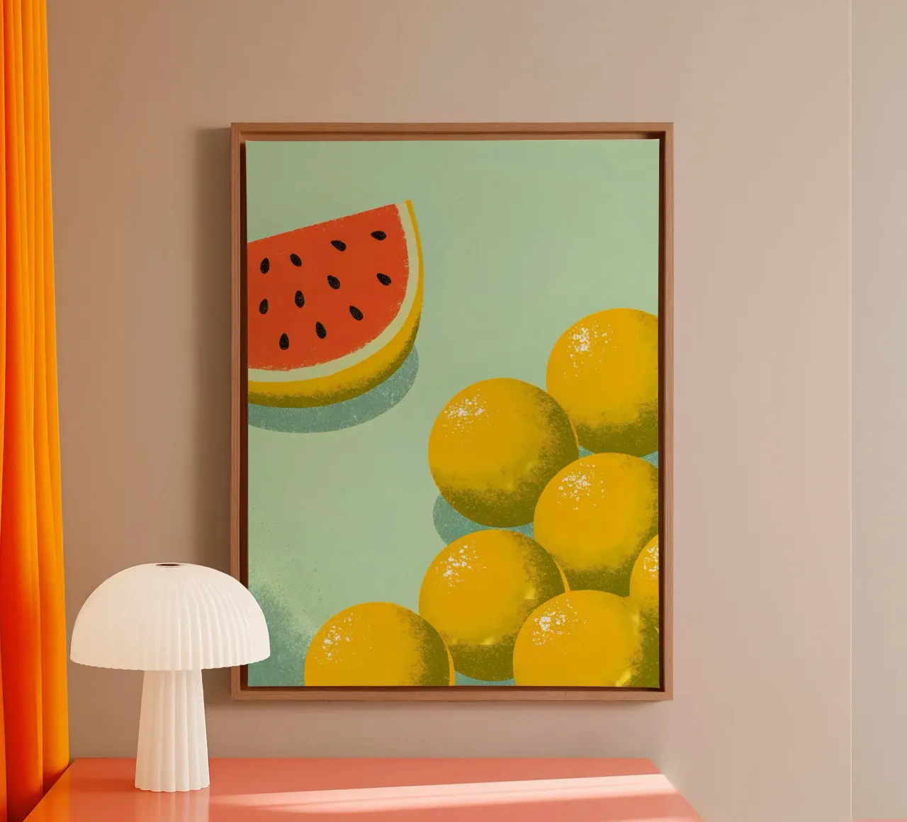 Wassermelone Leinwand mit Schattenfugenrahmen von SOUL SHOP