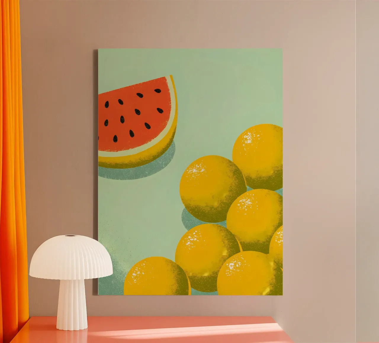 Wassermelone Leinwand mit Schattenfugenrahmen von SOUL SHOP