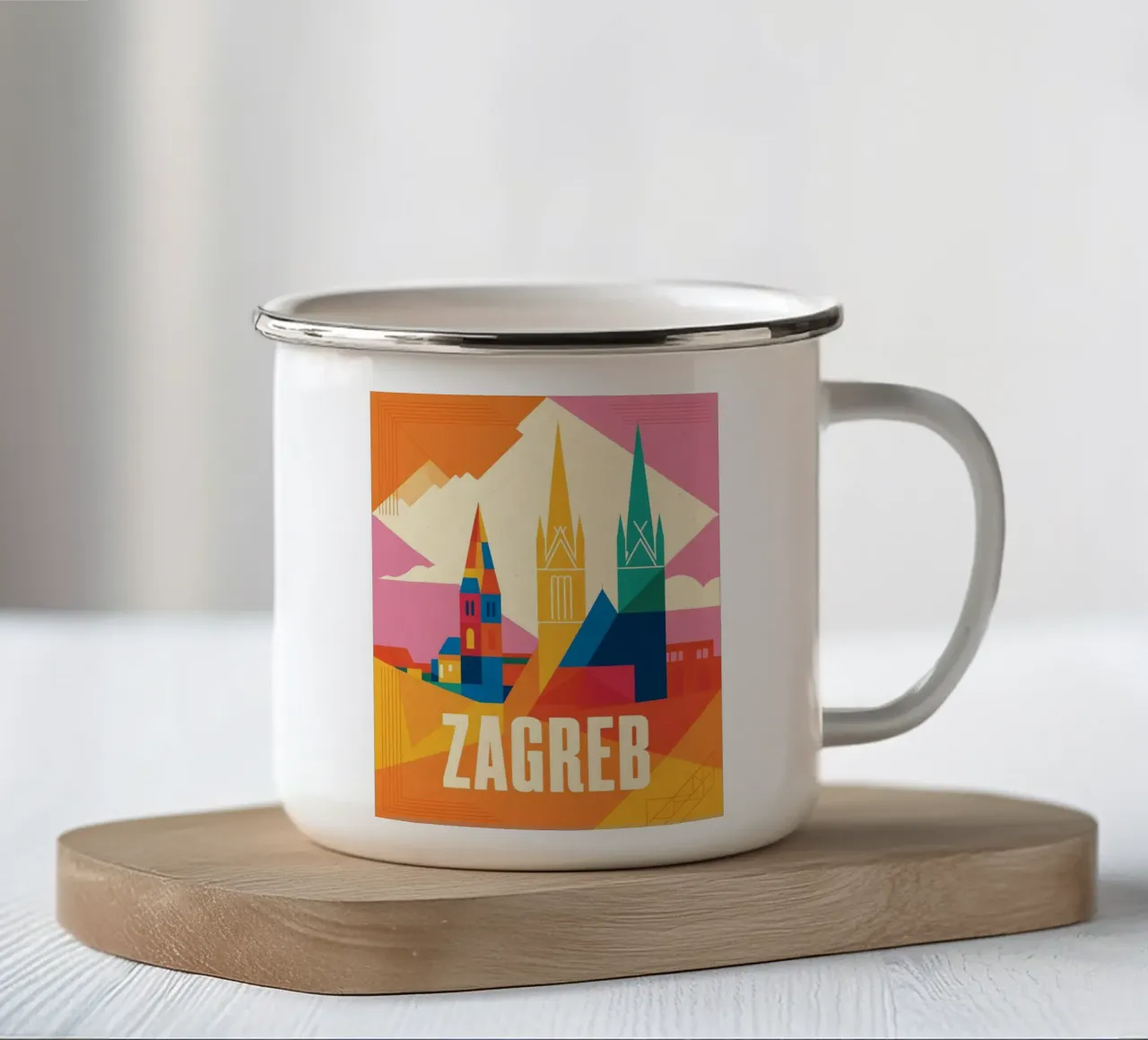 Zagreb vintage reisposter emaille mok van Vintage Travel Art