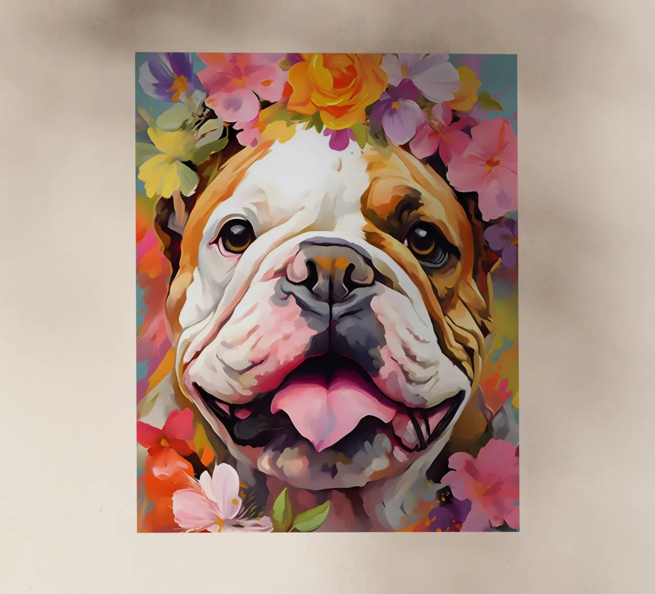 Bulldog in un mare di fiori pellicola backlit da WILD ART