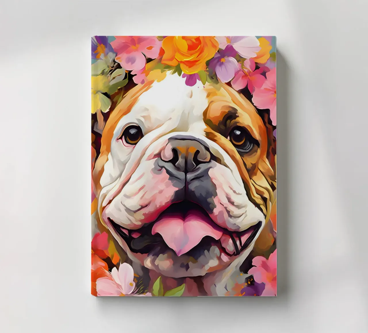 Bulldog in un mare di fiori diario da WILD ART