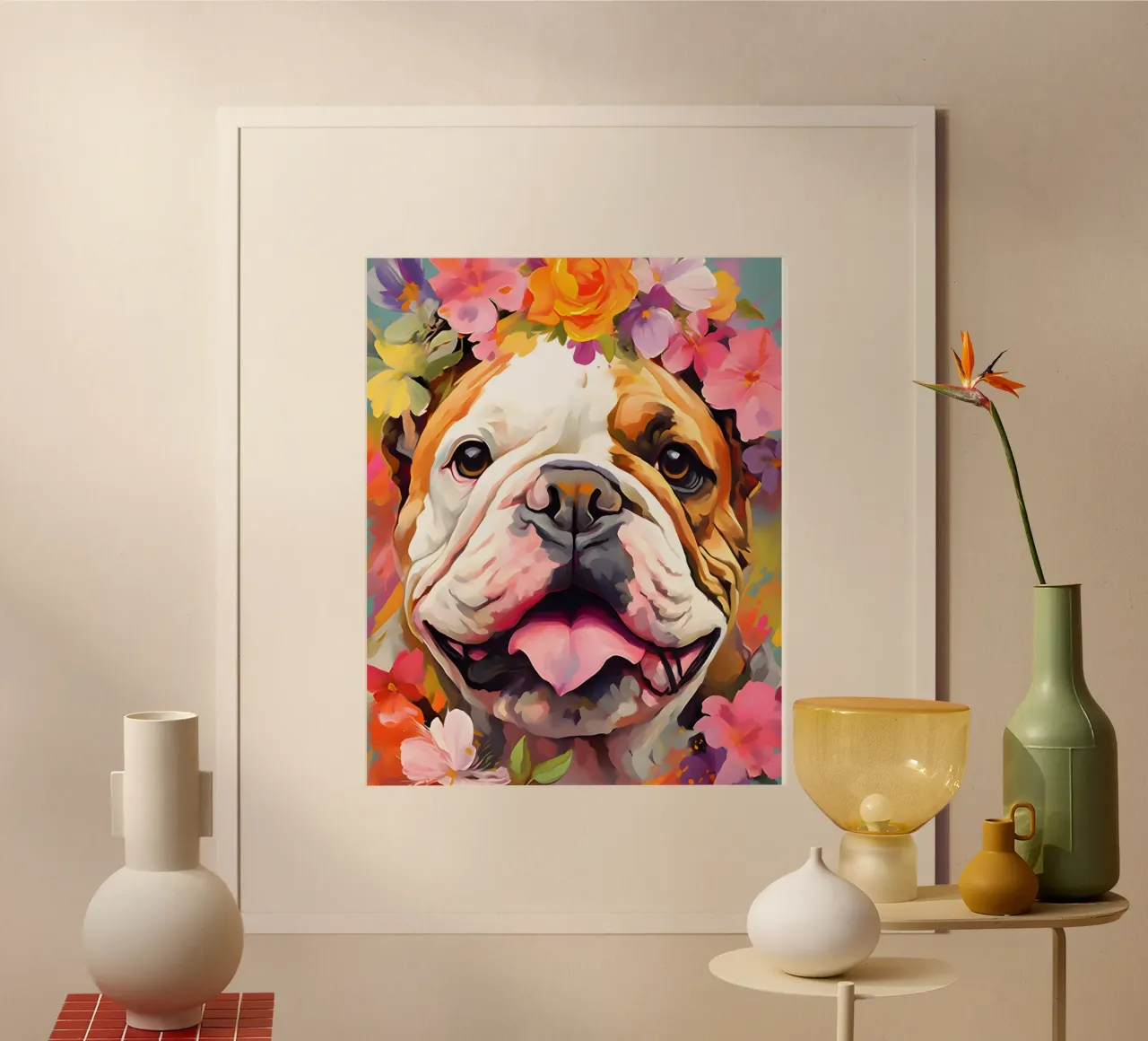 Bulldog in un mare di fiori poster da WILD ART