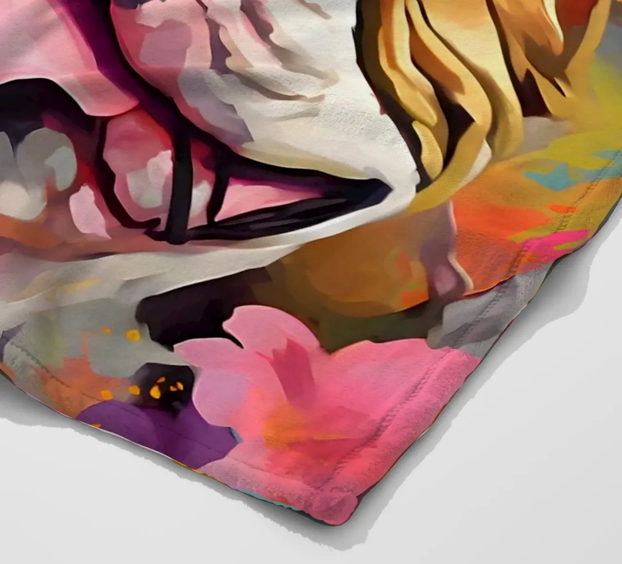 Bulldog in un mare di fiori coperta in pile da WILD ART
