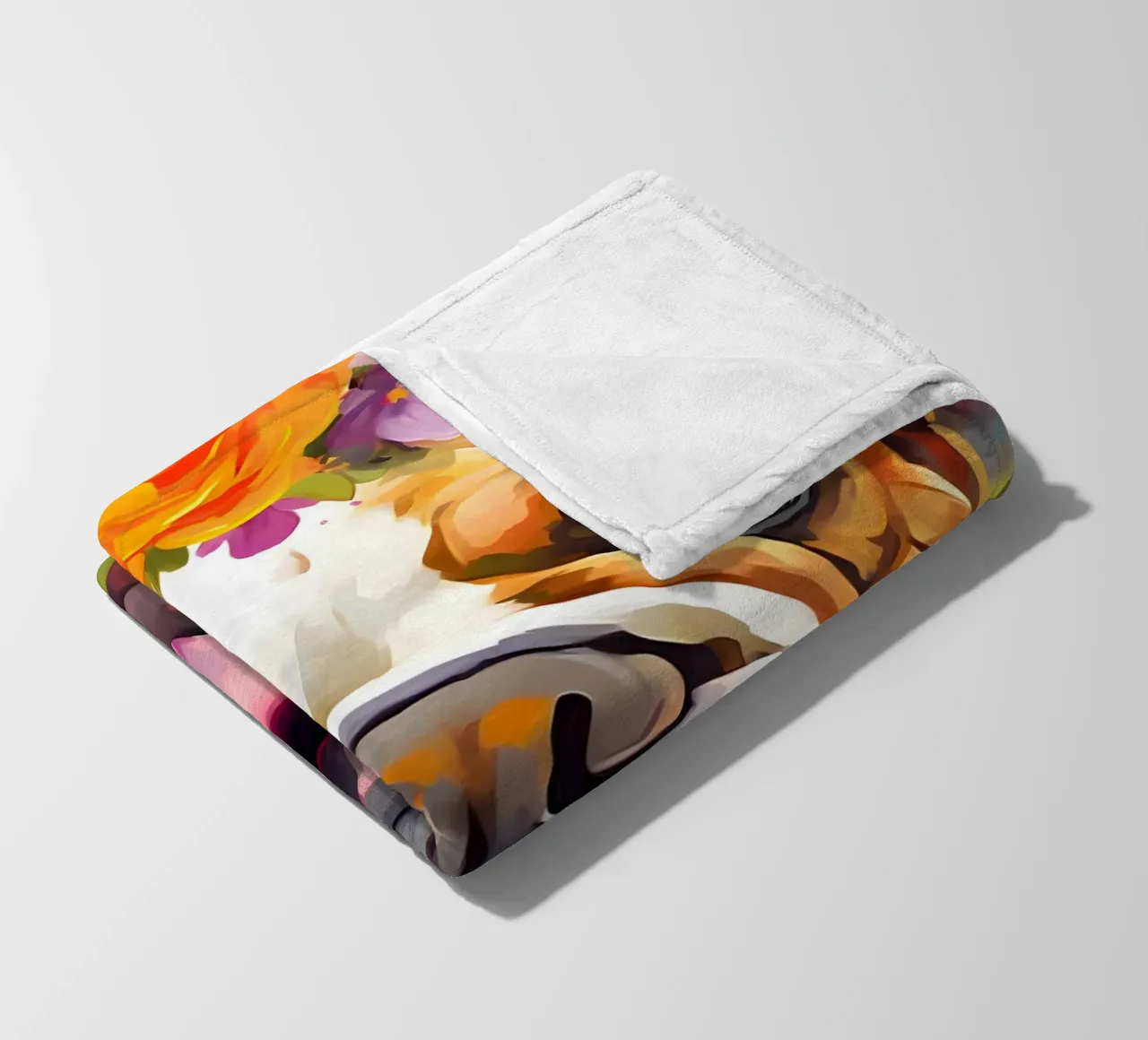 Bulldog in un mare di fiori coperta in pile da WILD ART