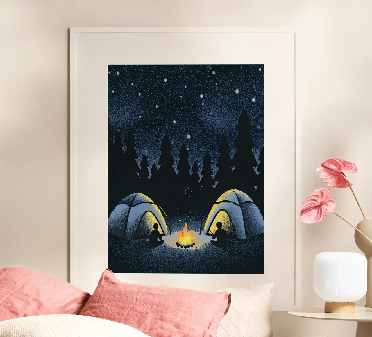 Campeggio nella foresta poster con telaio in plastica da SOUL SHOP