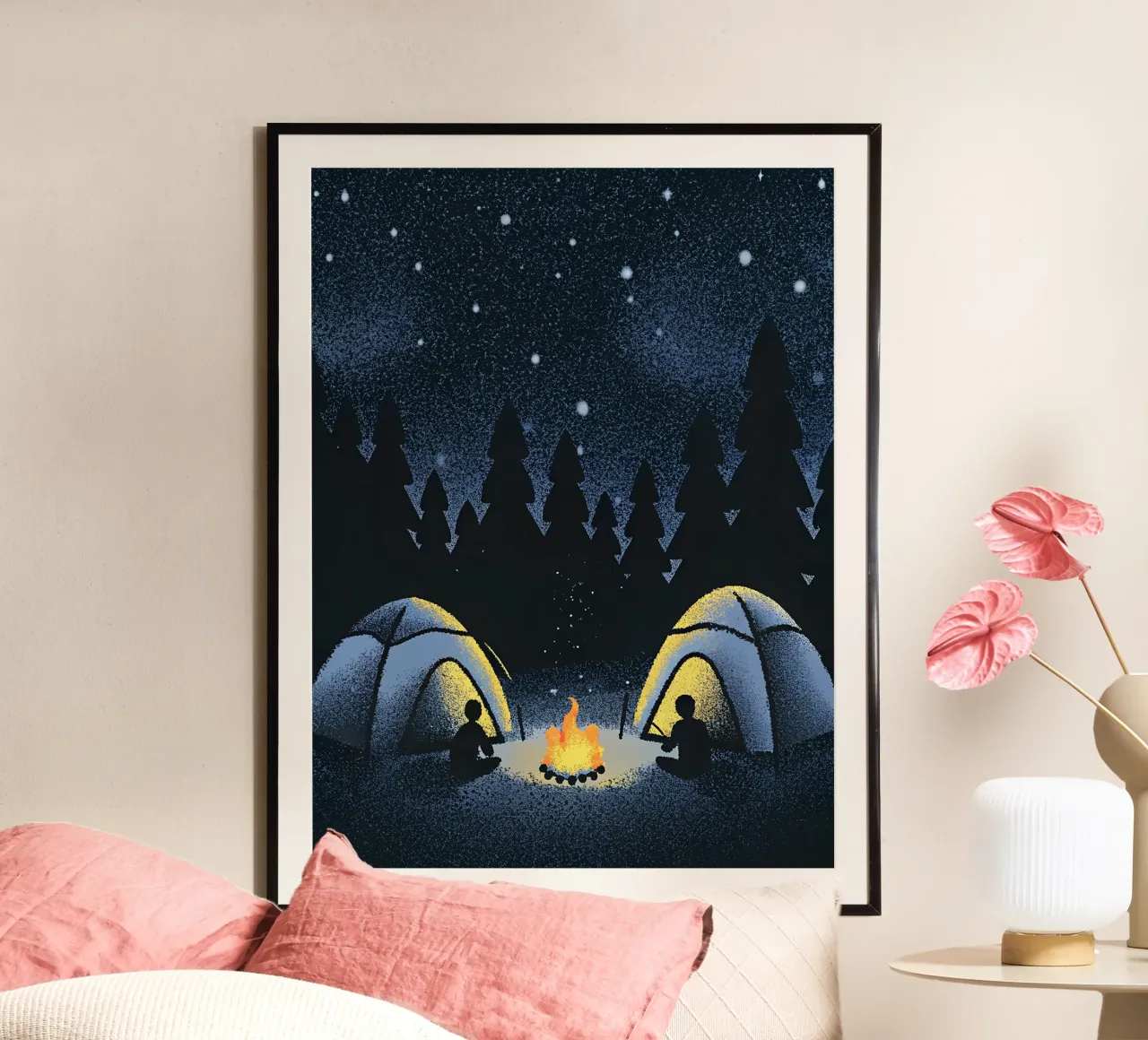 Campeggio nella foresta poster con telaio in plastica da SOUL SHOP