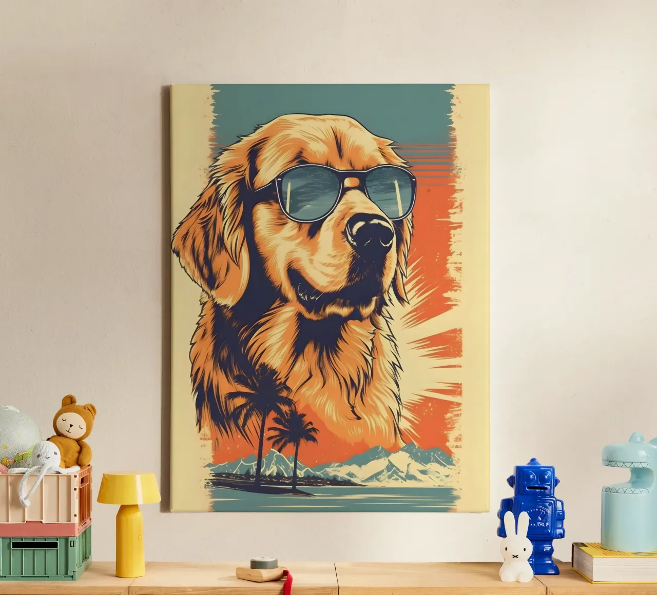 Labrador con occhiali da sole tela con Cornice a cassetta da WILD ART