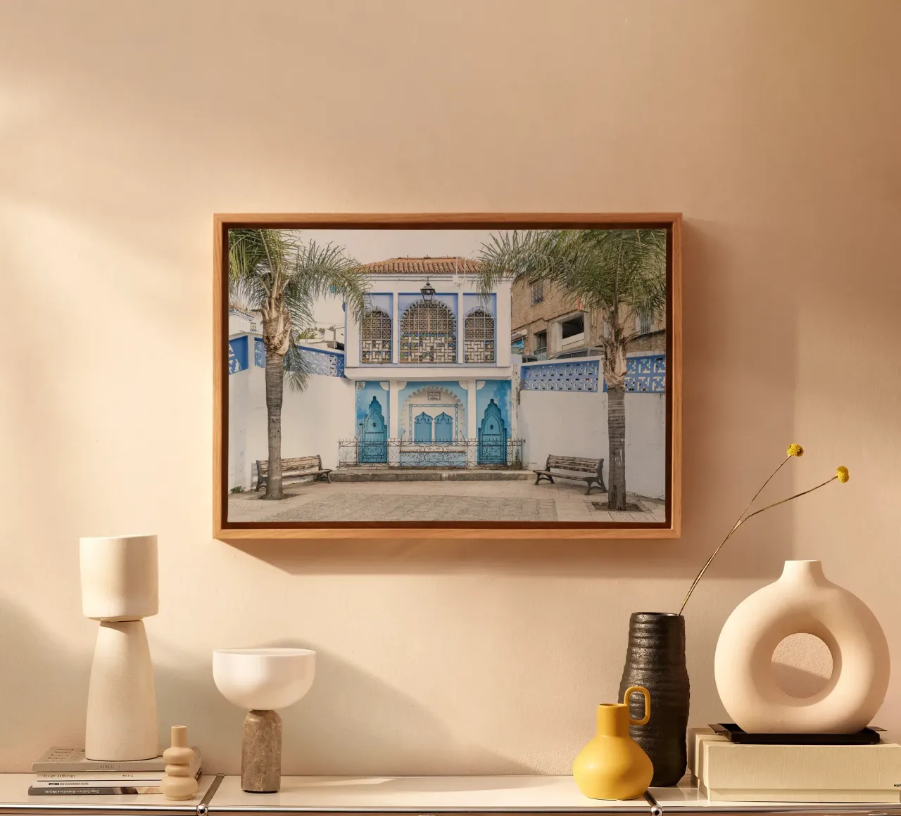 Square in blue city Chefchaouen tela con Cornice a cassetta da photolovers
