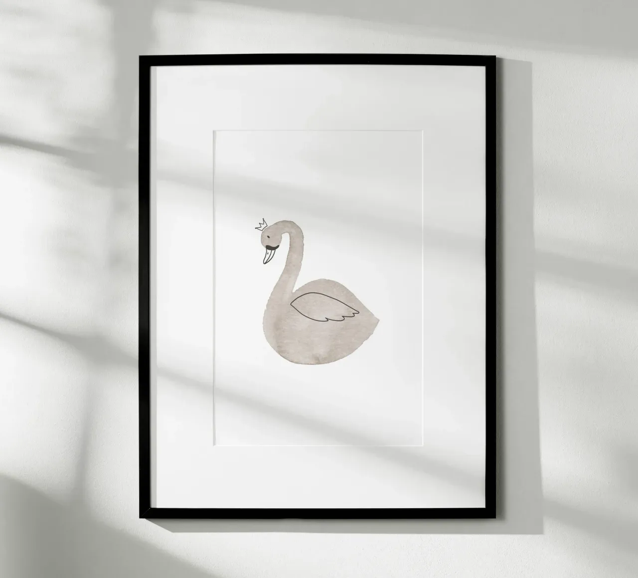 Swan poster con telaio in legno da KRUTH DESIGN