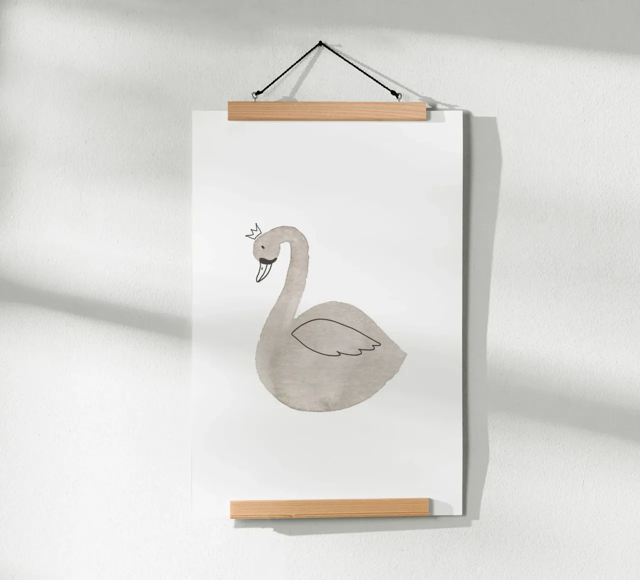 Swan poster con telaio in legno da KRUTH DESIGN