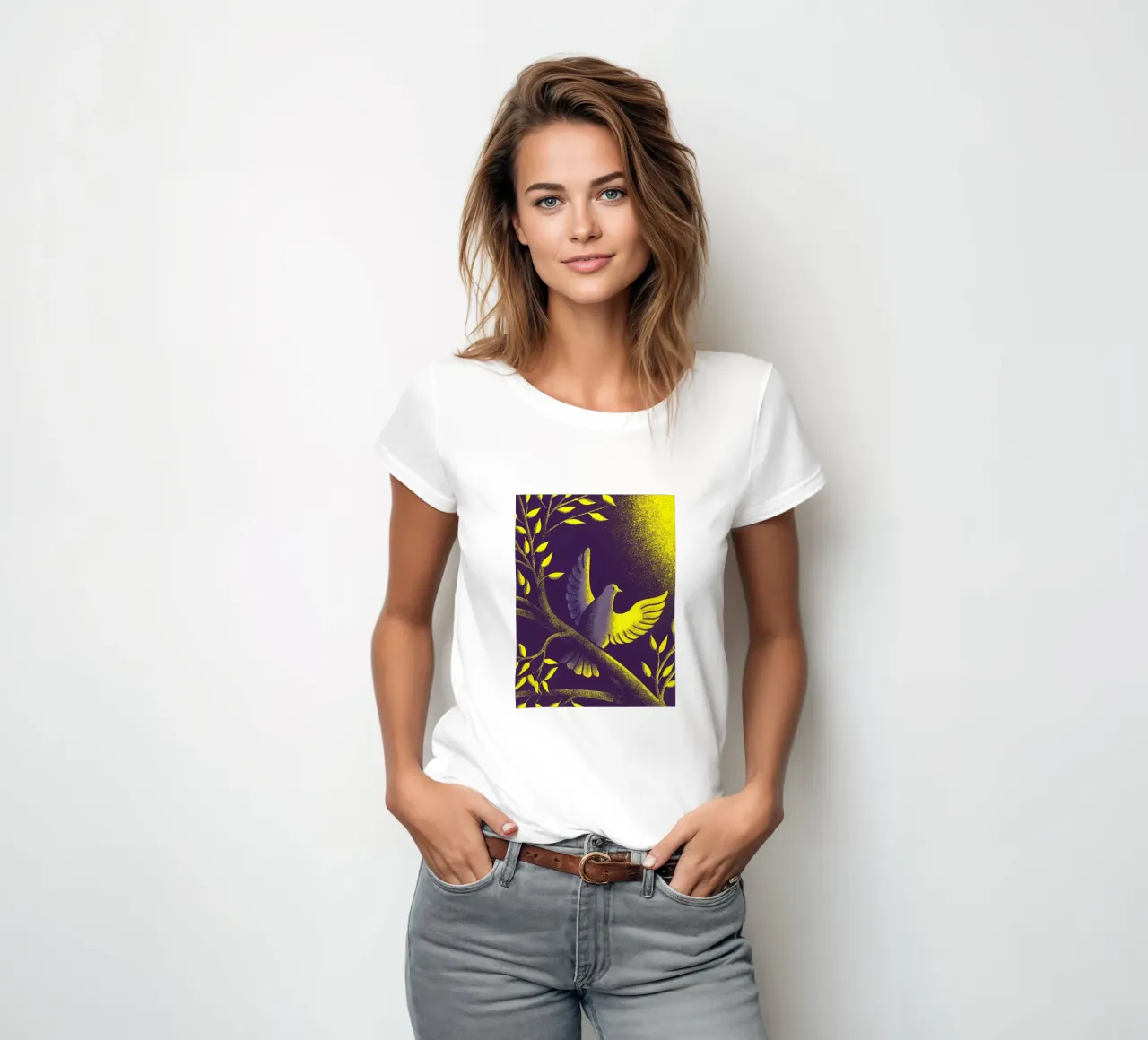 Dove in the Tree women's fitted t-shirt by SOUL SHOP