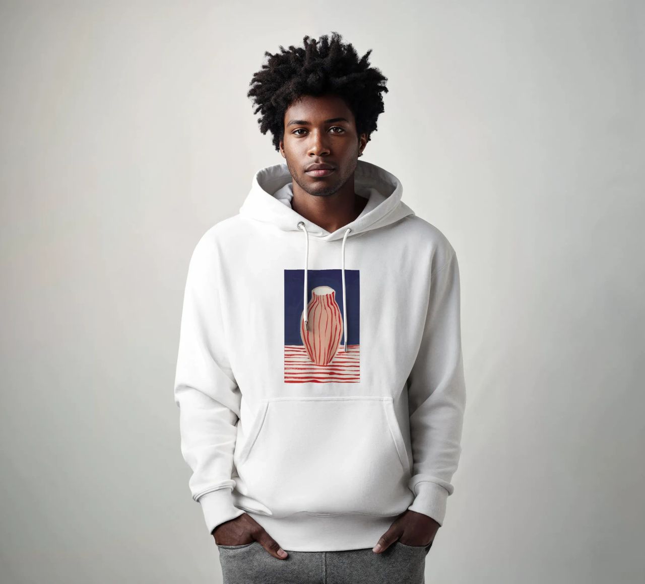 Red Striped Pink Vase hoodie by Sonia Brittain