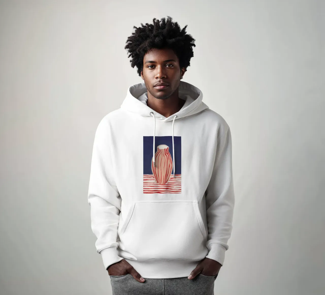 Red Striped Pink Vase hoodie by Sonia Brittain