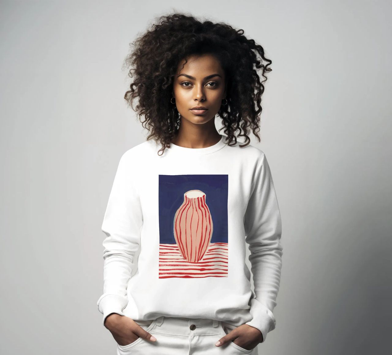 Red Striped Pink Vase sweatshirt by Sonia Brittain