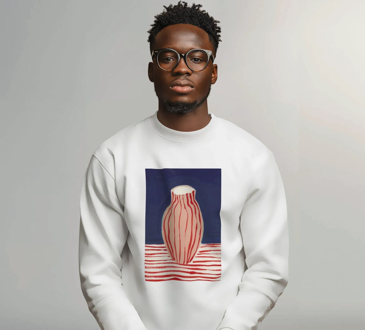 Red Striped Pink Vase sweatshirt by Sonia Brittain