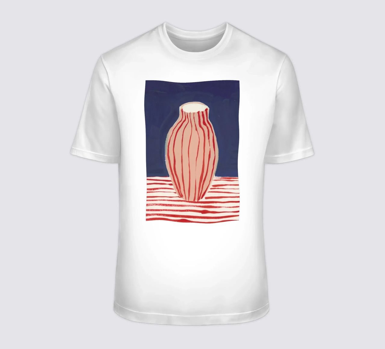 Red Striped Pink Vase t-shirt by Sonia Brittain