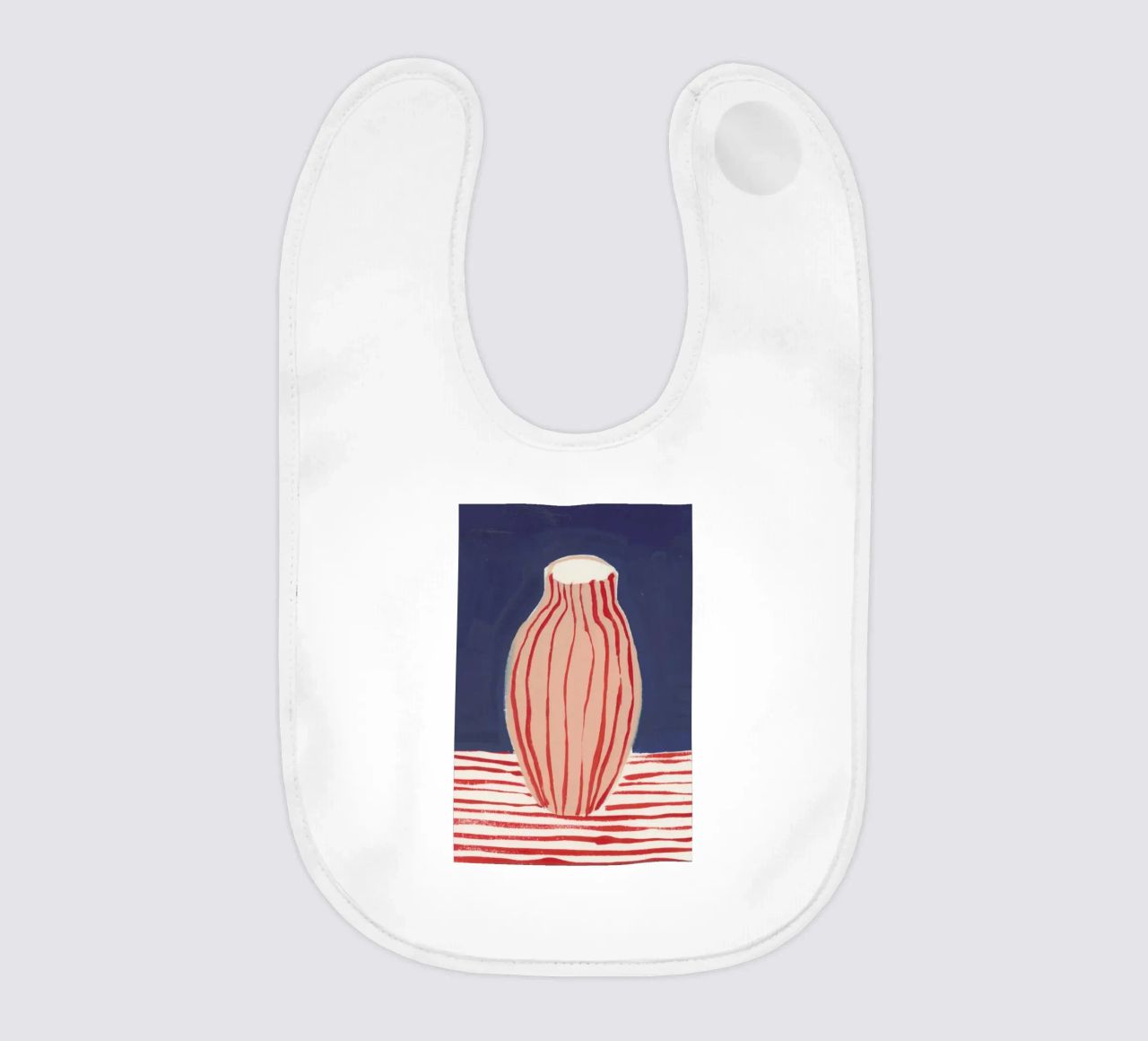 Red Striped Pink Vase baby bib by Sonia Brittain